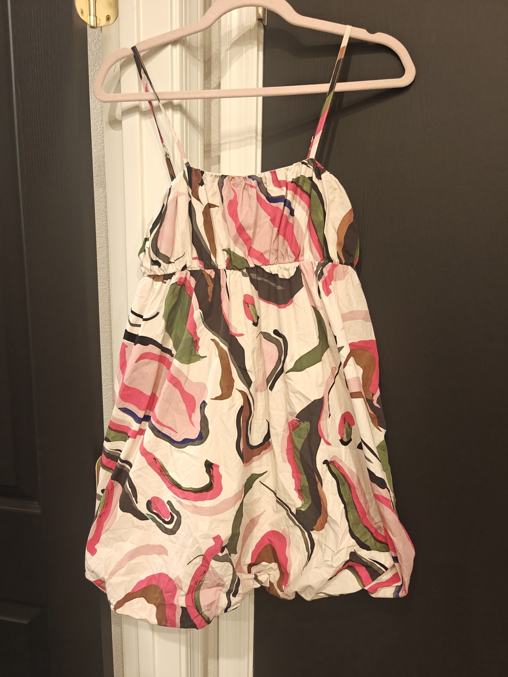 Anthropologie Multicolor Abstract Print Bubble-Hem Printed Hanging Mini Dress